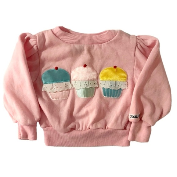 Vintage Other - Vintage Kids Girls 80s Cupcake Joggles Pink Crewneck Sweatshirt Size 6-9M